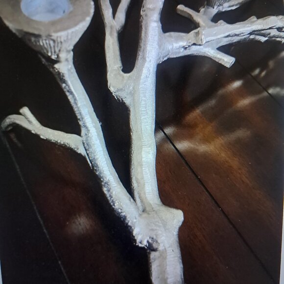 Unique Silver Tree Branch Candelabra 4 Candle Holders 23 Inches Long - Picture 4 of 10